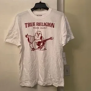 TRUE RELIGION コットン ロゴ Tシャツ 関税送料無料 True Religion | Tops | True Religion Unisex Cotton White Red